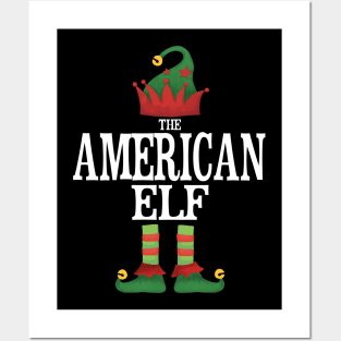 American USA Elf Matching Family Group Christmas Party Pajamas Posters and Art